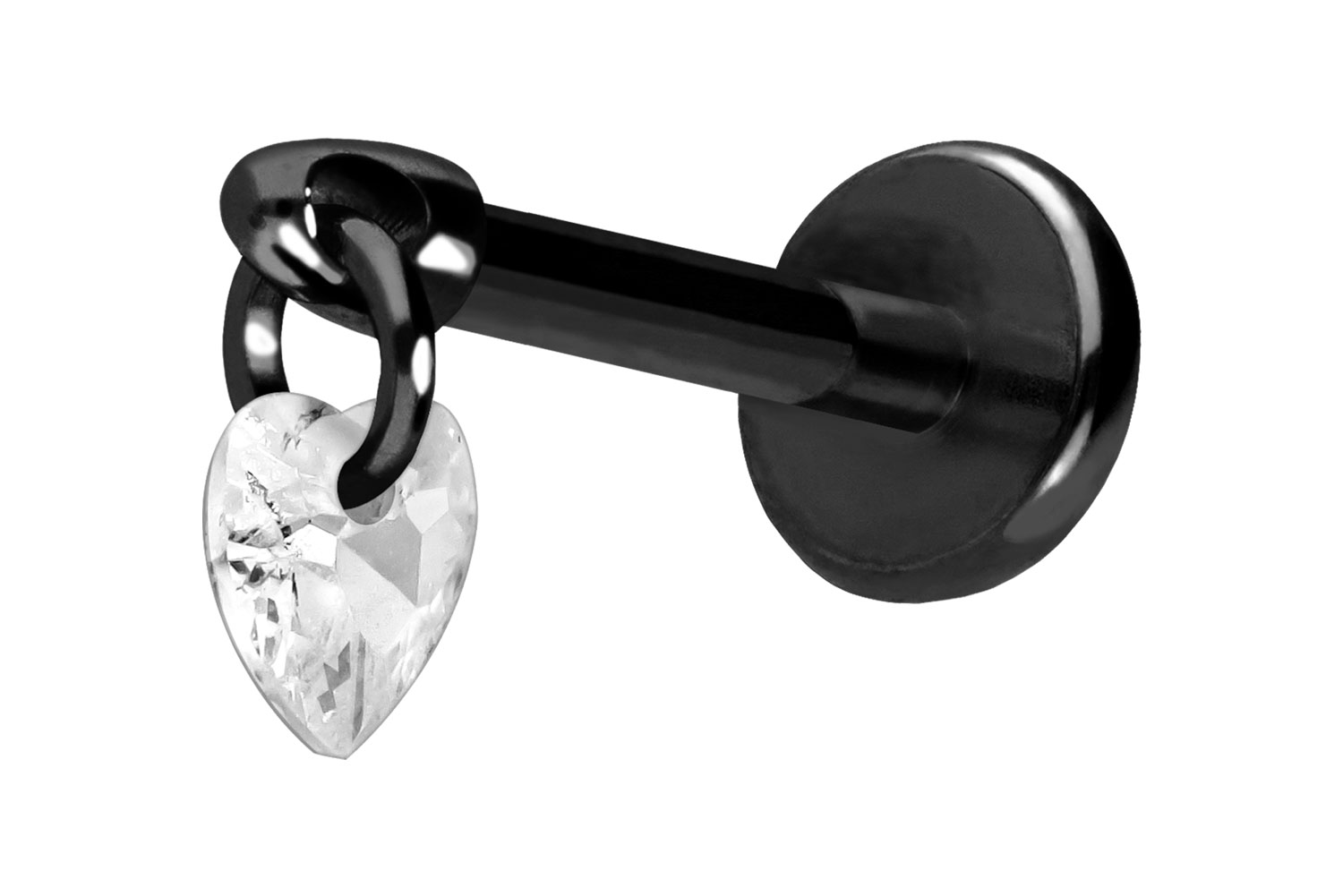 Titan Labret Piercing mit Push Fit KRISTALLHERZ